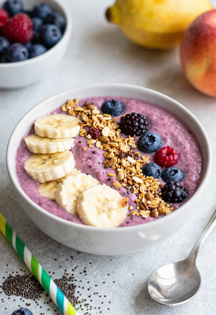 14 Easy Breakfast Recipes That Will Kickstart Your Day with Nutrition! - 1. Berry Banana Smoothie Bowl 1