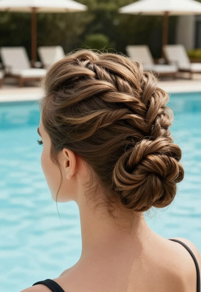 15 Secure Hairstyles to Go Swimming Without Getting Awful Tangles - 14. Twisted Updo 1