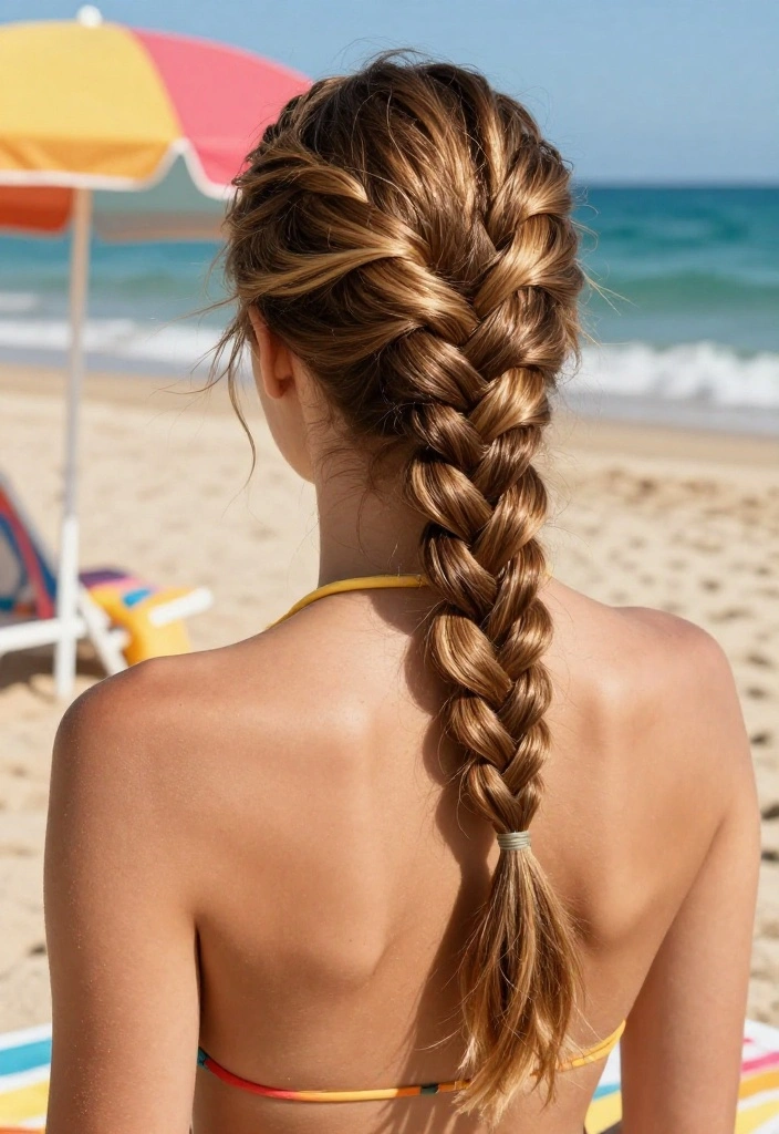 15 Secure Hairstyles to Go Swimming Without Getting Awful Tangles - 2. Braided Ponytail 1