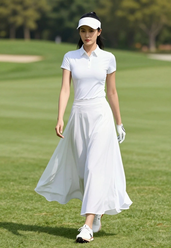 15 White Golf Skirt Outfits: Clean and Classic Course Looks - 14. Flowy Maxi Skirt Style 1