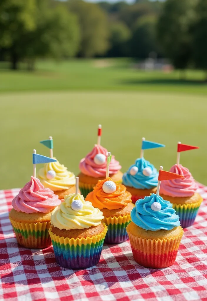 16 Golf Cupcake Designs: Mini Treats for Your Next Golf Event - 10. Rainbow Golf Cupcakes 1