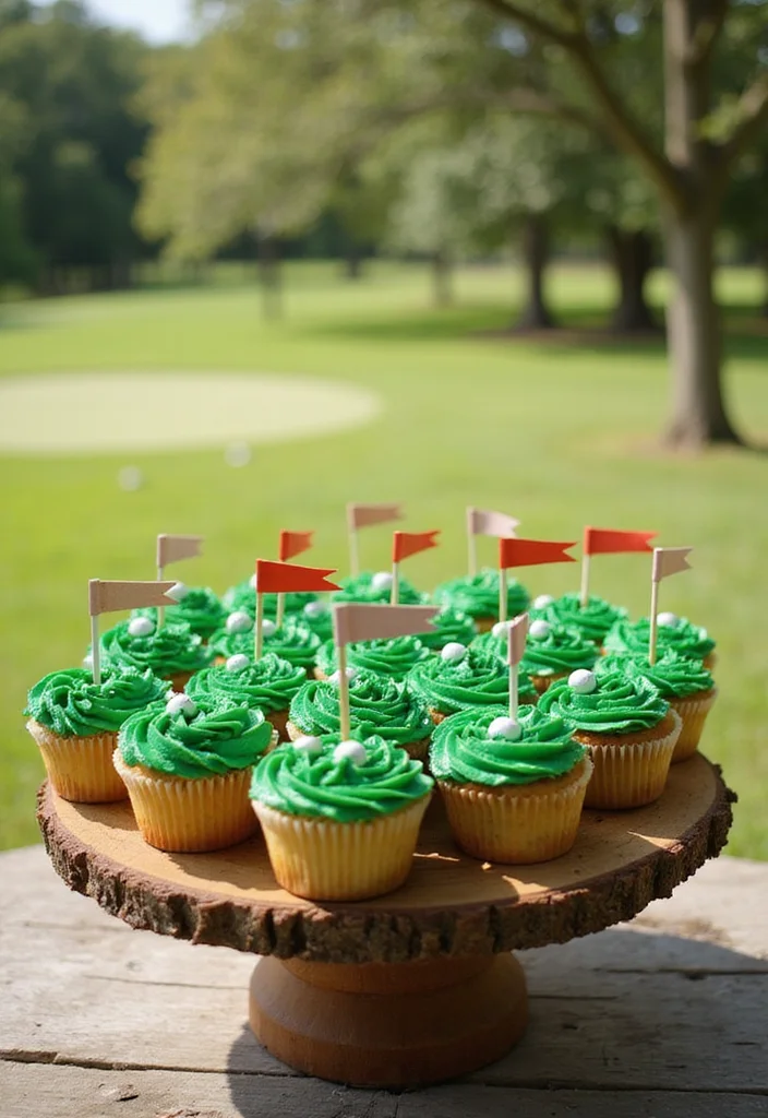 16 Golf Cupcake Designs: Mini Treats for Your Next Golf Event - 5. Golf Course Cupcakes with Flags 1