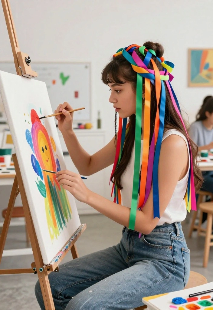 18 Aesthetic Hairstyles with Ribbon to Rock Back to School - 18. Creative Ribbon Wraps 1
