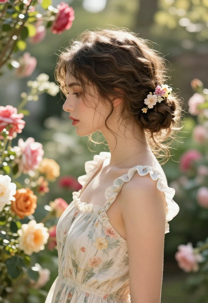 18 Claw Clip Summer Updo Hairstyles You Can Do in Seconds - 10. Floral Claw Clip Updo 1