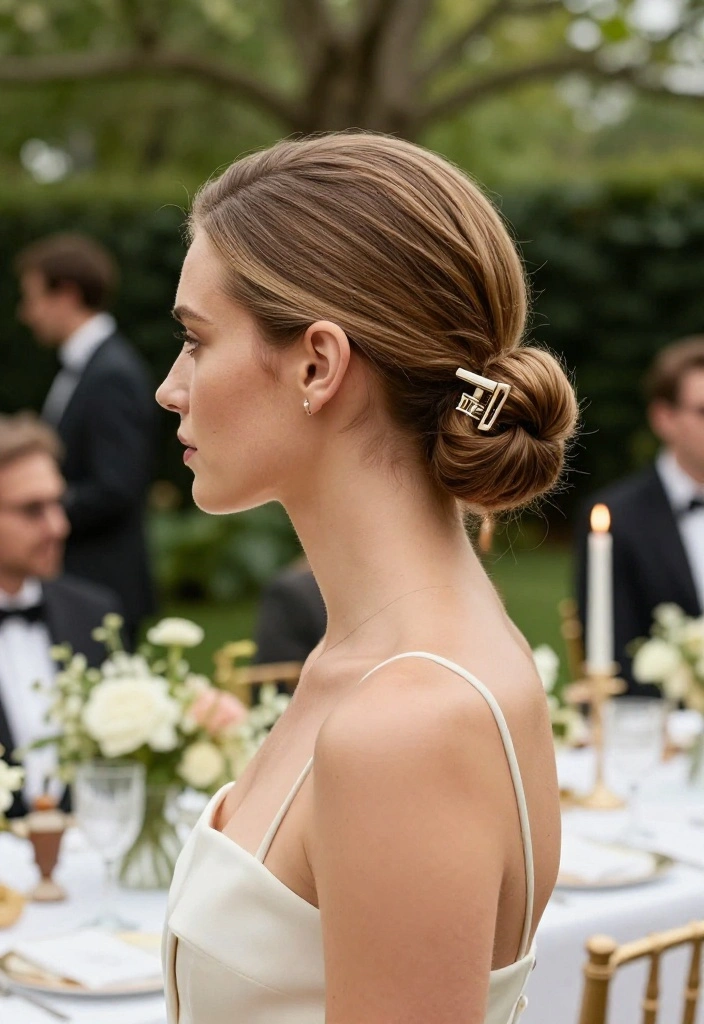 18 Claw Clip Summer Updo Hairstyles You Can Do in Seconds - 16. Elegant Claw Clip Chignon 1