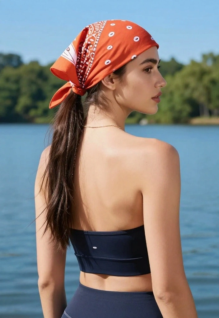 18 Cute Bandana Lake Hairstyles You Absolutely Must Try - 10. Bandana Ponytail 1