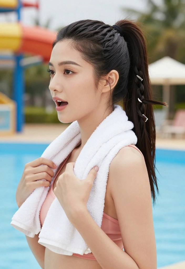 18 Easy Waterpark Hairstyles You Can Do Quickly in the Car - 4. Classic Ponytail with a Twist 1