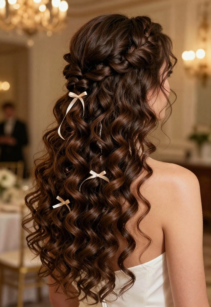 18 Elegant Hairstyles with Ribbon Perfect for Special Occasions - 14. Timeless Spiral Curls with Delicate Ribbons 1