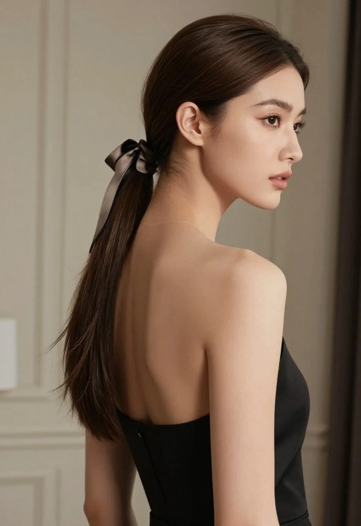 18 Elegant Hairstyles with Ribbon Perfect for Special Occasions - 15. Classic Hair Down with a Simple Ribbon Tie 1
