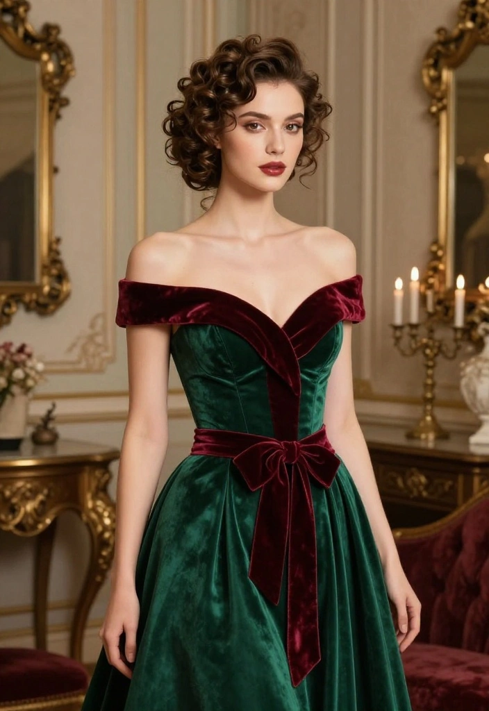 18 Elegant Hairstyles with Ribbon Perfect for Special Occasions - 3. Vintage-Inspired Curly Updo with Velvet Ribbons 1