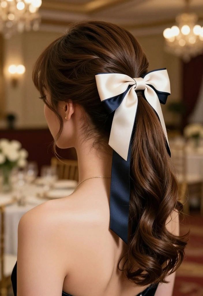 18 Elegant Hairstyles with Ribbon Perfect for Special Occasions - 6. Chignon with a Statement Ribbon 1