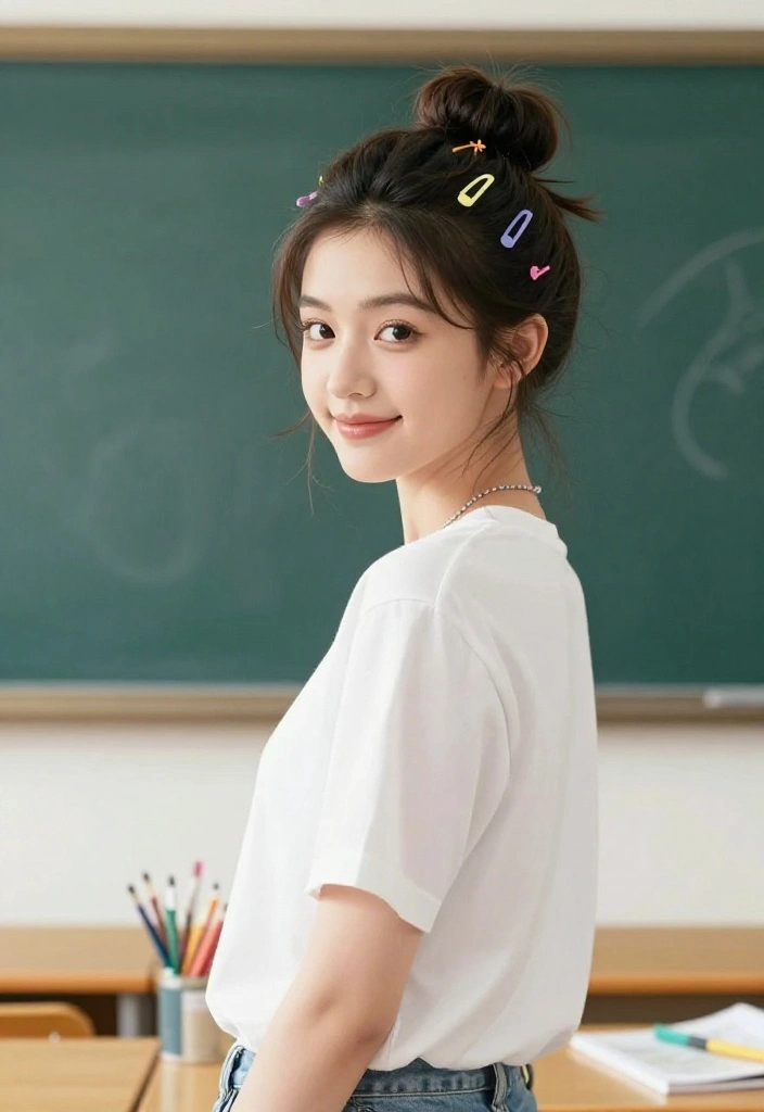 18 Fun Back to School Hairstyles That Take Under 5 Minutes - 1. Messy Bun with a Twist 1