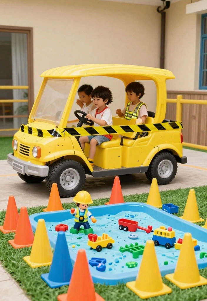 18+ Golf Cart Birthday Party Decor Ideas Your Kids Will Love - 11. Construction Zone Party 1