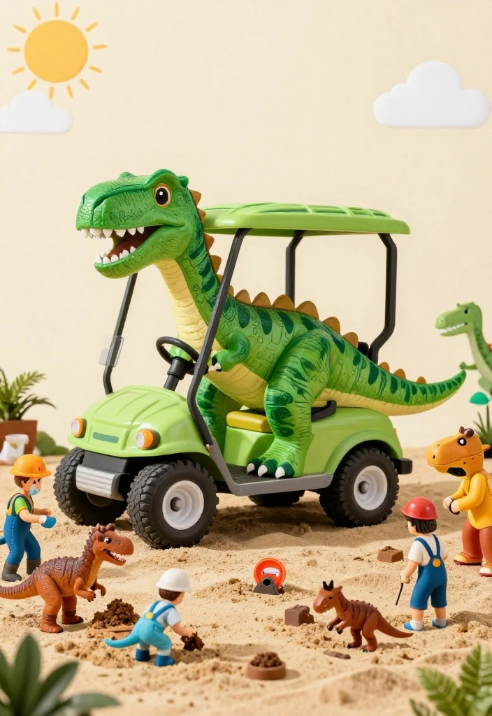 18+ Golf Cart Birthday Party Decor Ideas Your Kids Will Love - 14. Dinosaur Dig 1