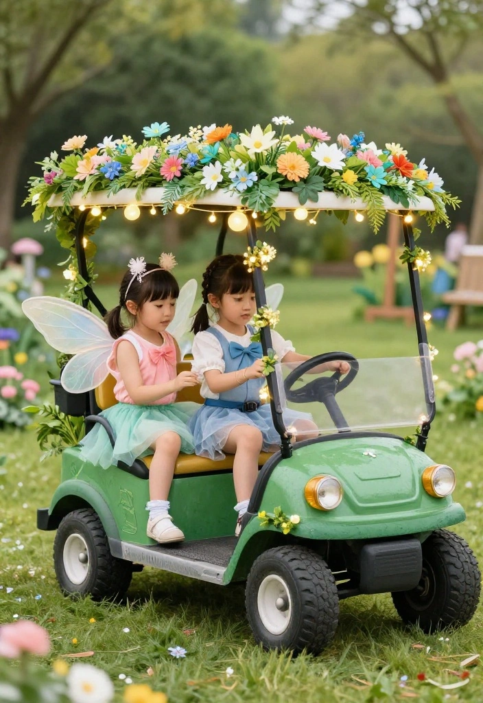 18+ Golf Cart Birthday Party Decor Ideas Your Kids Will Love - 16. Fairy Garden Party 1