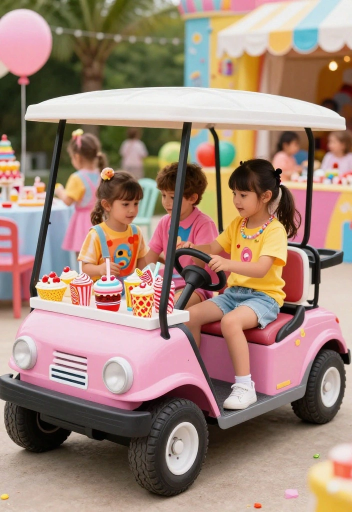 18+ Golf Cart Birthday Party Decor Ideas Your Kids Will Love - 18. Candyland Party 1