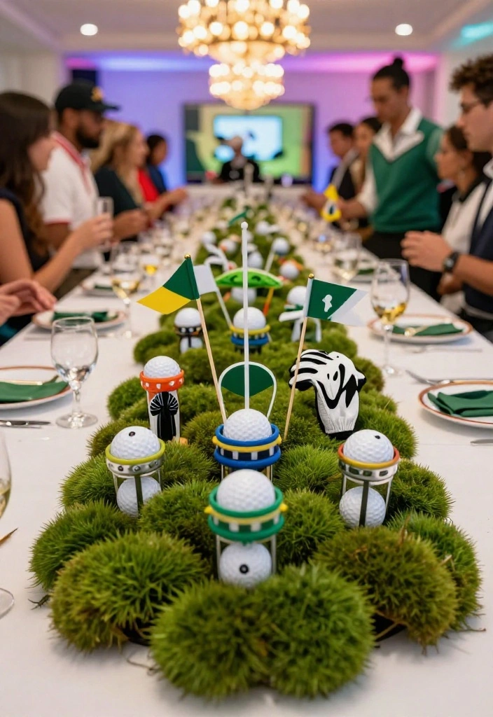 18 Golf Themed Centerpiece Ideas for a Stunning Party Table - 12. Golf Paraphernalia Centerpiece 1
