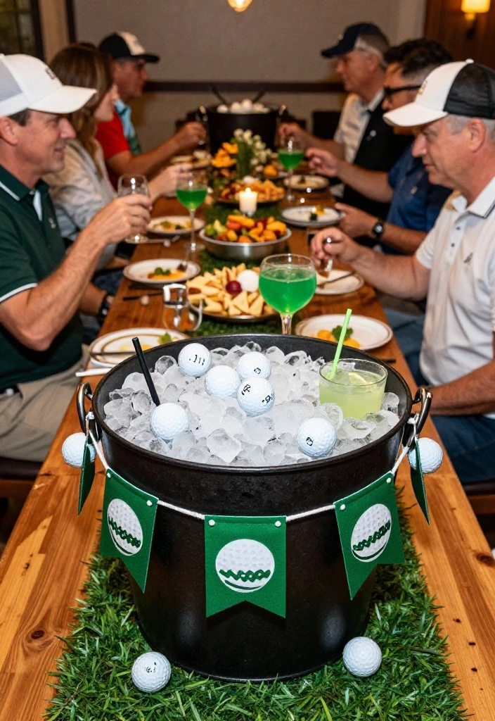18 Golf Themed Centerpiece Ideas for a Stunning Party Table - 14. Golf-Themed Ice Bucket Centerpiece 1