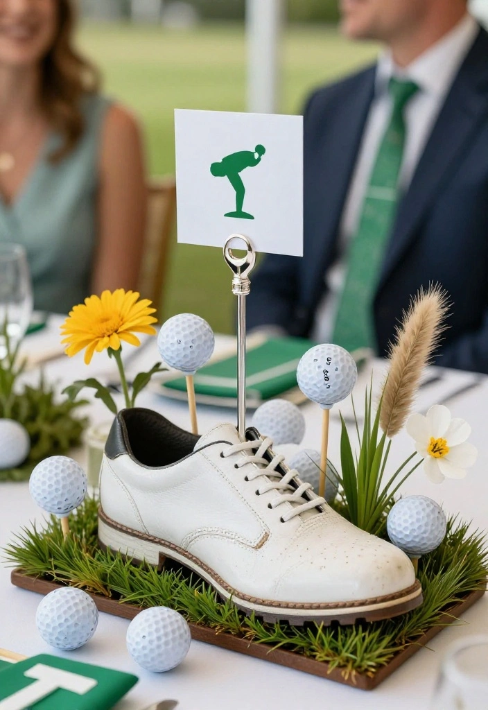 18 Golf Themed Centerpiece Ideas for a Stunning Party Table - 15. Golf-Themed Place Card Holders 1