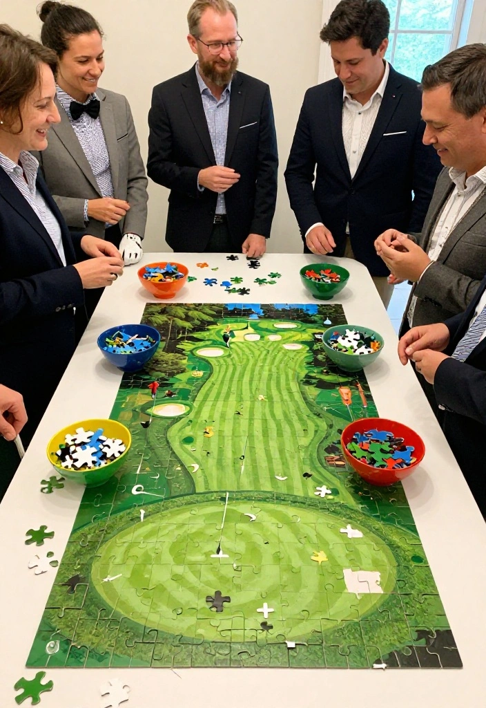 18 Golf Themed Centerpiece Ideas for a Stunning Party Table - 18. Golf-Themed Puzzle Centerpiece 1