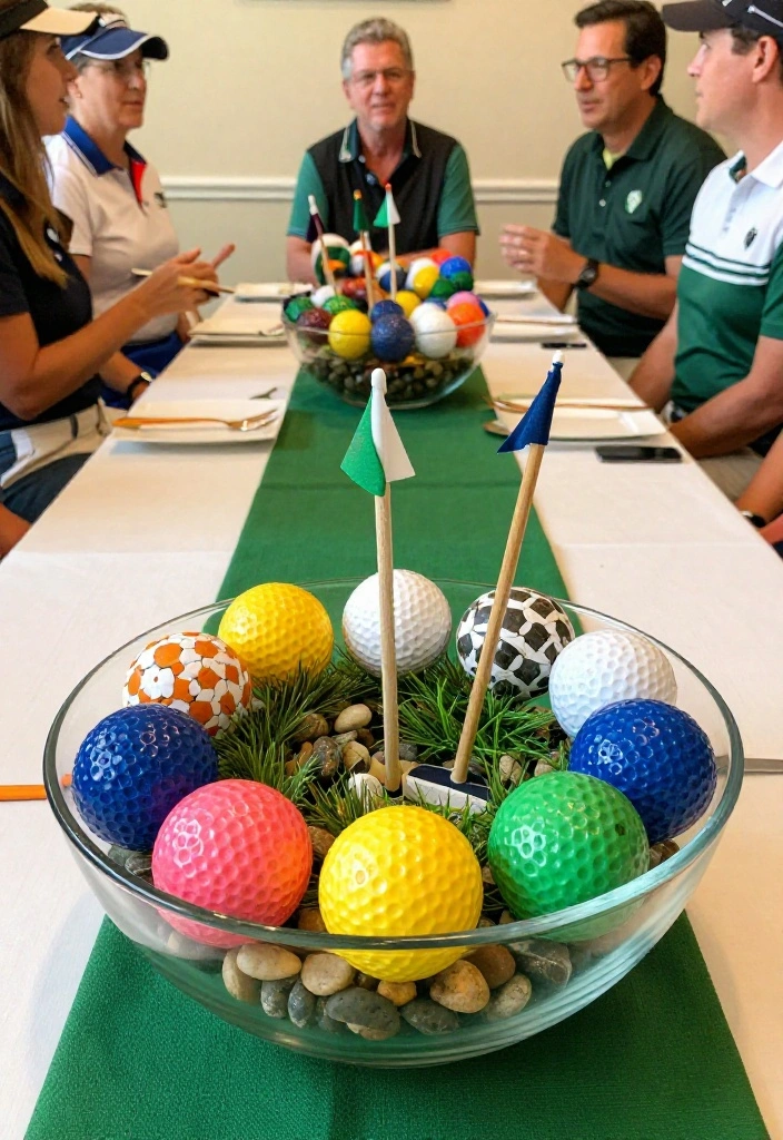 18 Golf Themed Centerpiece Ideas for a Stunning Party Table - 3. Golf Ball Centerpiece 1