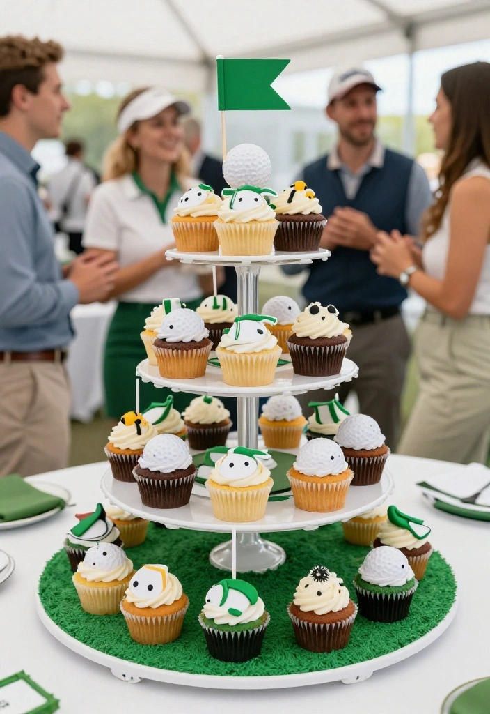 18 Golf Themed Centerpiece Ideas for a Stunning Party Table - 5. Golf Cupcake Tower 1