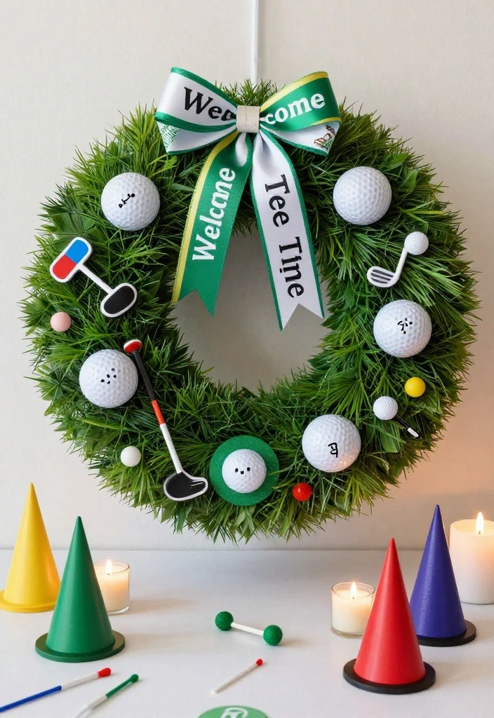 18 Golf Themed Centerpiece Ideas for a Stunning Party Table - 7. Golf-Themed Wreath Centerpiece 1