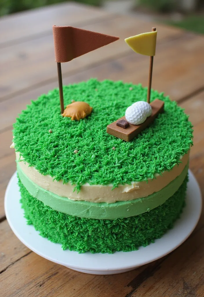 18 Golf Themed Desserts: Cakes, Cookies, and Treats for Any Event - 4. Green Grass Cake 1