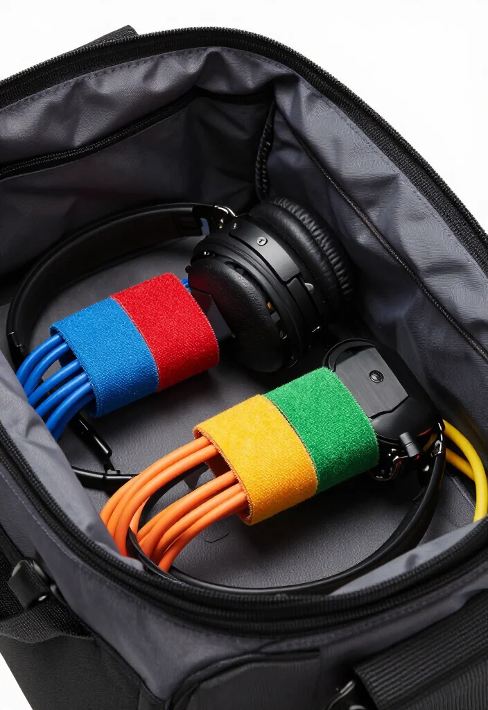 18 Gym Bag Organization Ideas to Keep All Your Essentials in Perfect Order - 8. Use Velcro Straps for Cables 1