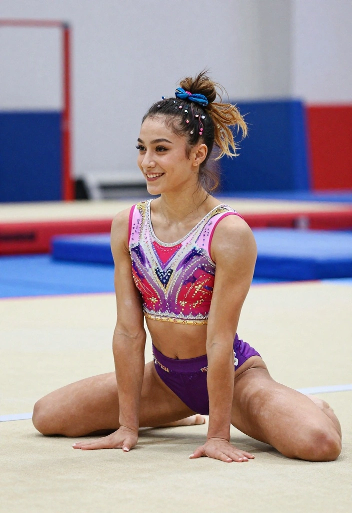 18 Gymnastics-Inspired Hairstyles That Work Perfectly for Intense Training Sessions - 12. Messy Bun with Hair Wrap 1