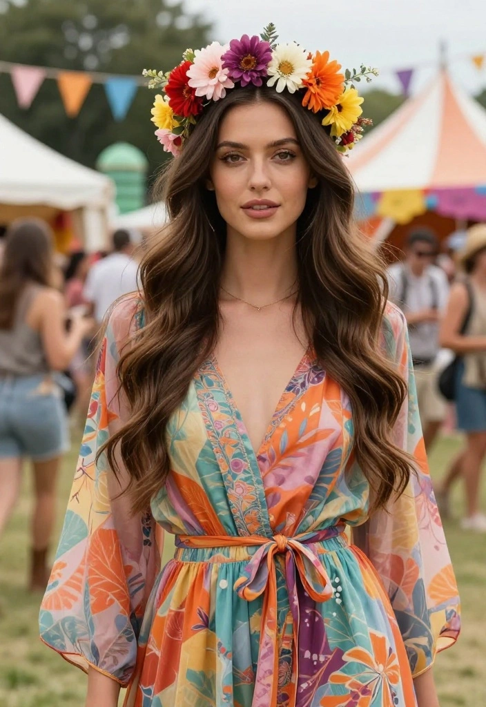 18 Heat-Resistant Hot Weather Hairstyles for Super Long Locks - 12. Floral Hair Crown 1