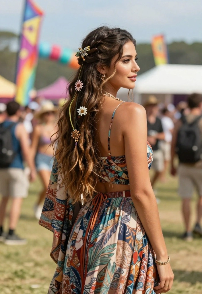 18 Heat-Resistant Hot Weather Hairstyles for Super Long Locks - 4. Bohemian Half-Up, Half-Down 1