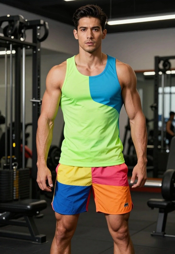 18 Men's Workout Outfit Sets That Make Getting Dressed for the Gym Effortless - 2. The Bold Color Block Ensemble 1