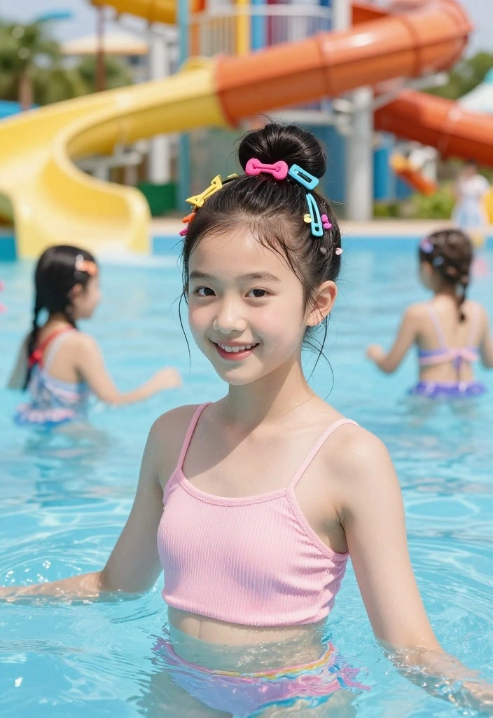 18 Practical Waterpark Hairstyles Your Tweens and Teens Will Love - 8. Colorful Hair Clips 1