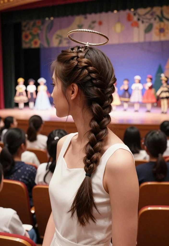 18 Quick Back to School Hairstyles Perfect for Medium Hair - 14. Elegant Halo Braid 1