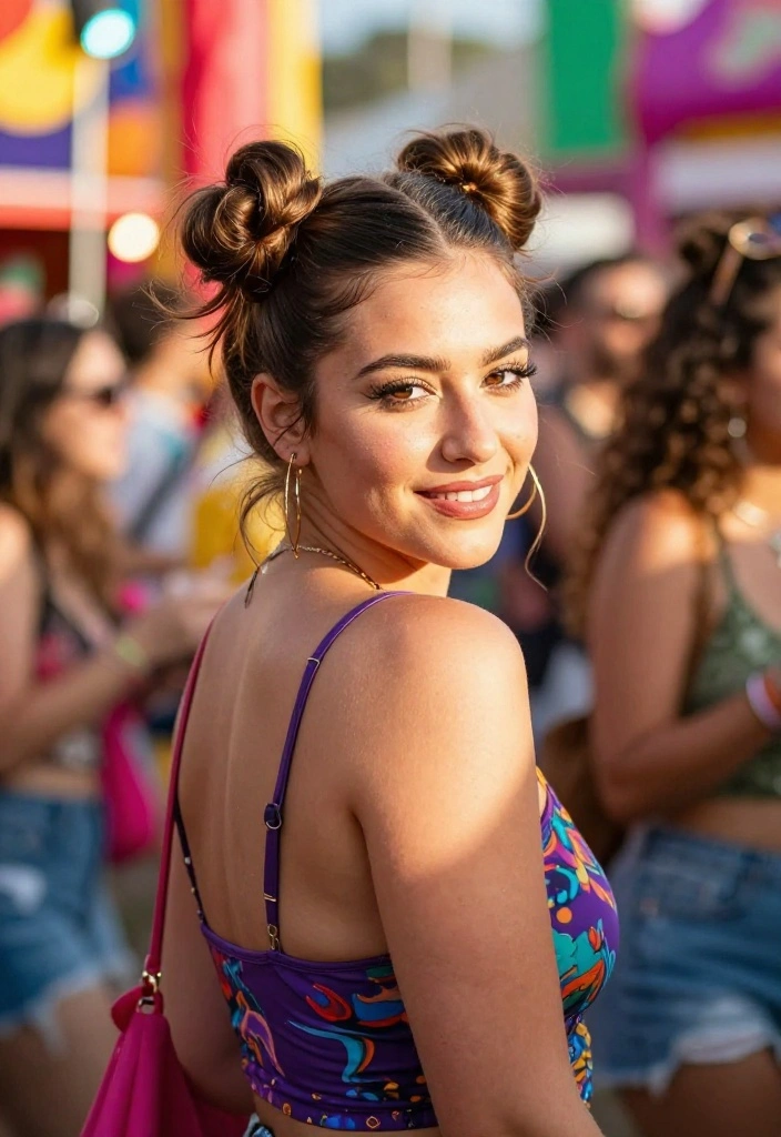 18 Quick Summer Updo Hairstyles for Medium Length Hair That Will Make You Look Fabulous! - 9. Double Buns 1