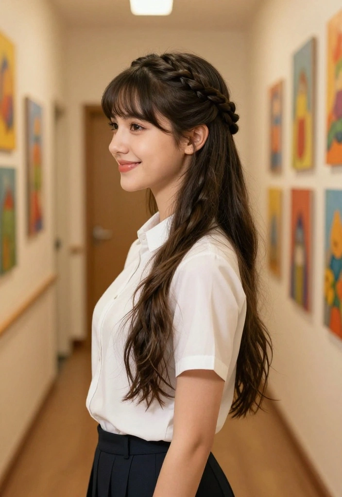 18 Simple Back to School Hairstyles That Will Actually Last All Day - 18. Cute Twisted Crown 1
