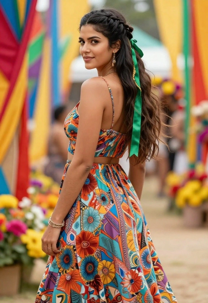 18 Simple Half-Up Hairstyles with Ribbon Ties for a Soft Look - 10. Boho Half-Up Braid with Ribbon 1