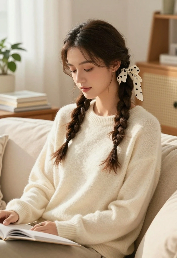 18 Simple Half-Up Hairstyles with Ribbon Ties for a Soft Look - 15. Half-Up Knotted Hairstyle 1