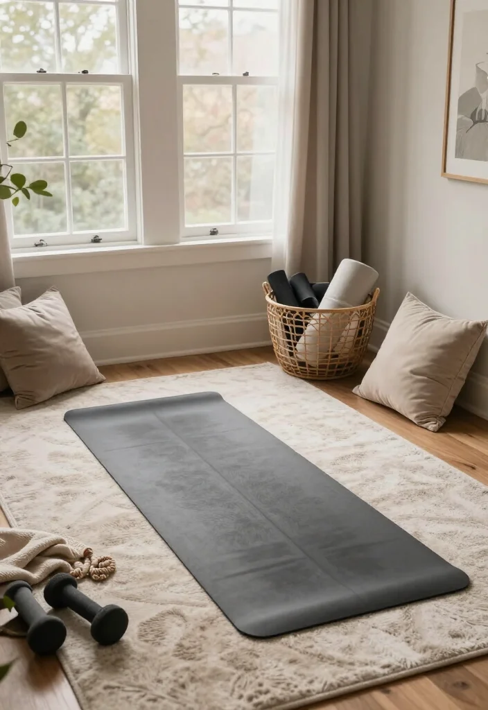 18 Small Home Gym Ideas That Fit in Apartments, Spare Rooms, and Tight Corners - 12. Cozy Fitness Lounge 1