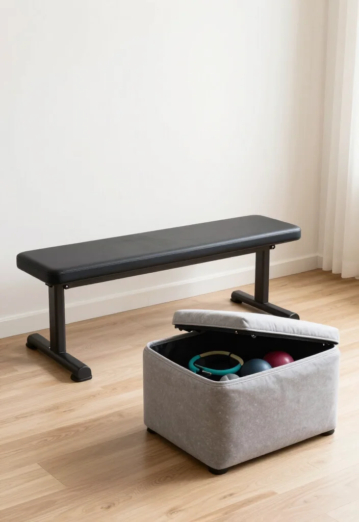 18 Small Home Gym Ideas That Fit in Apartments, Spare Rooms, and Tight Corners - 3. Multi-Functional Furniture 1