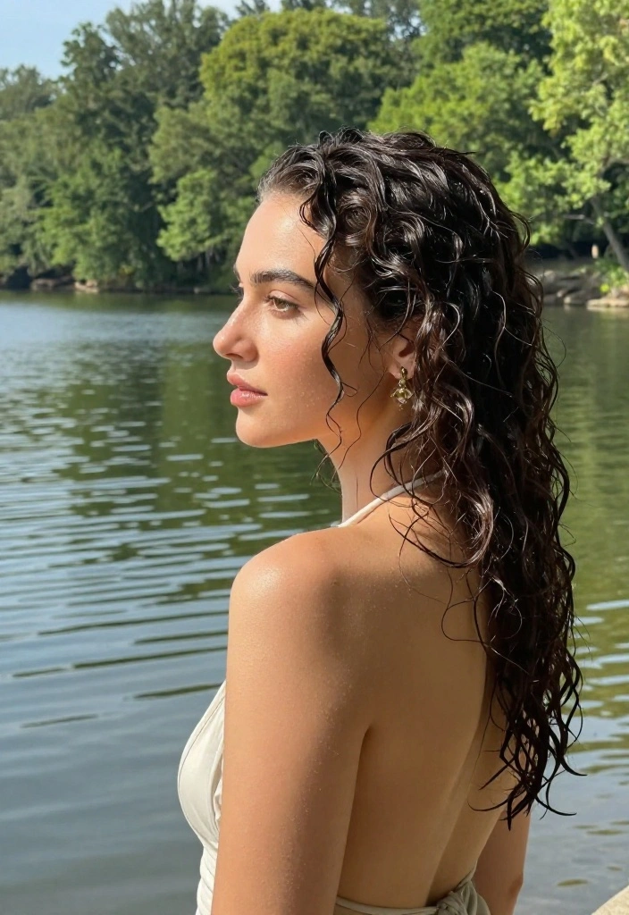18 Sun-Kissed Lake Hairstyles That Look Amazing on Wet Hair - 17. Curly Updo 1