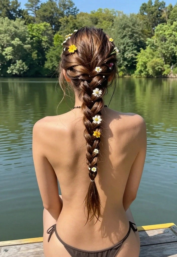 18 Sun-Kissed Lake Hairstyles That Look Amazing on Wet Hair - 3. Braided Crown 1