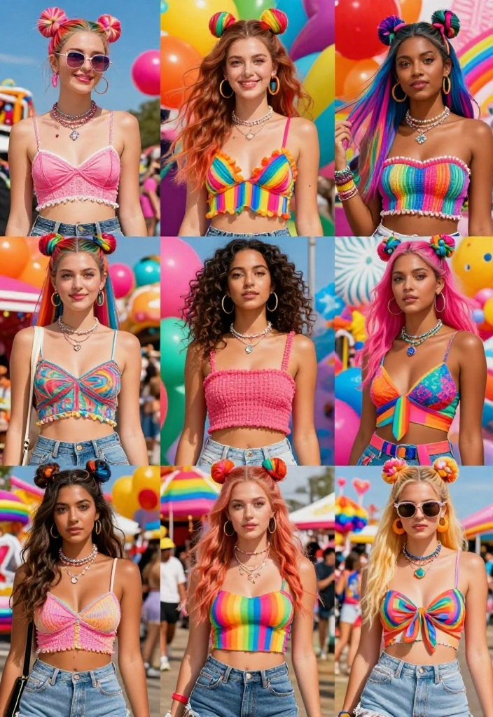18 Y2K Inspired Summer Updo Hairstyles for Trendsetters - 7. Rainbow Hair Buns 1