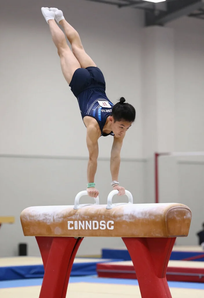 19 Advanced Gymnastics Poses to Work Toward After Nailing the Basics - 9. Pommel Horse Scissors 1
