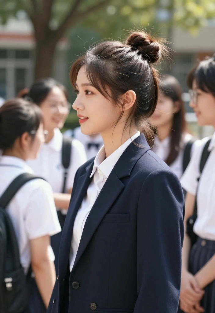 19 Aesthetic Back to School Hairstyles to Wow Your Friends - 10. Trendy Top Knot 1