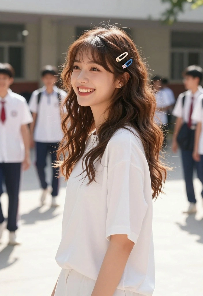 19 Aesthetic Back to School Hairstyles to Wow Your Friends - 15. Beachy Waves with Hair Clips 1