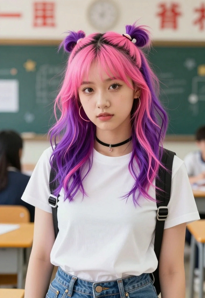 19 Aesthetic Back to School Hairstyles to Wow Your Friends - 17. Fun and Funky Colors 1