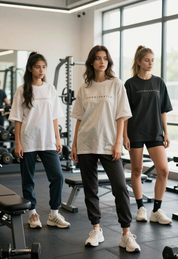 19 Baggy Workout Outfits Perfect for Weightlifting Days When You Need Space - 1. Oversized Graphic Tees and Slouchy Joggers 1