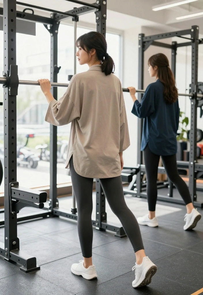 19 Baggy Workout Outfits Perfect for Weightlifting Days When You Need Space - 4. Kimono-Style Cardigans with Athleisure Pants 1